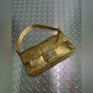 Fendi Vintage Gold baguette with Rhinestones sex and city No.4